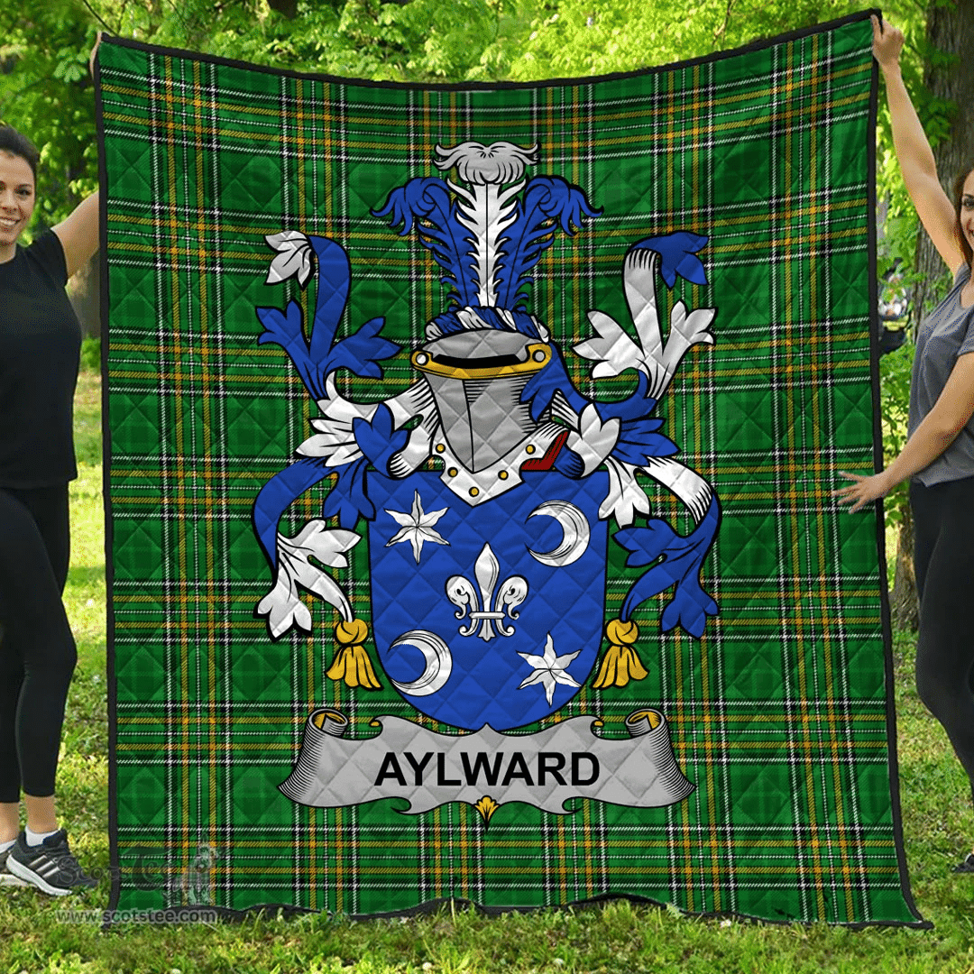 Scottish Aylward Irish Coat of Arms Family Crest Quilt Irish National Tartan Irish County Quilts