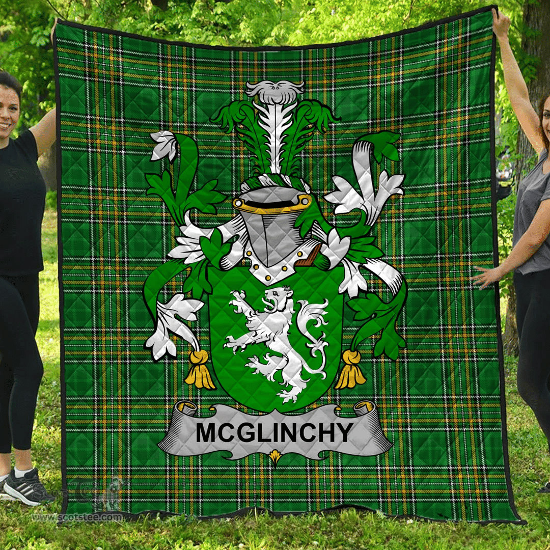 Scottish Mcglinchy Or Mcglinchey Irish Coat of Arms Family Crest Quilt Irish National Tartan Irish County Quilts