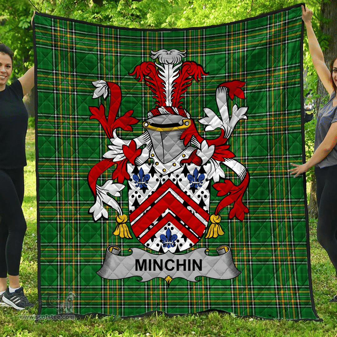 Scottish Minchin Irish Coat of Arms Family Crest Quilt Irish National Tartan Irish County Quilts