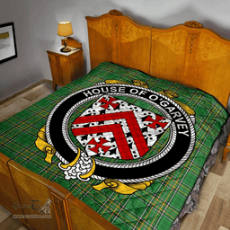 Scottish House Of O'Garvey Irish Coat of Arms Family Crest Quilt Irish National Tartan Irish County Quilts