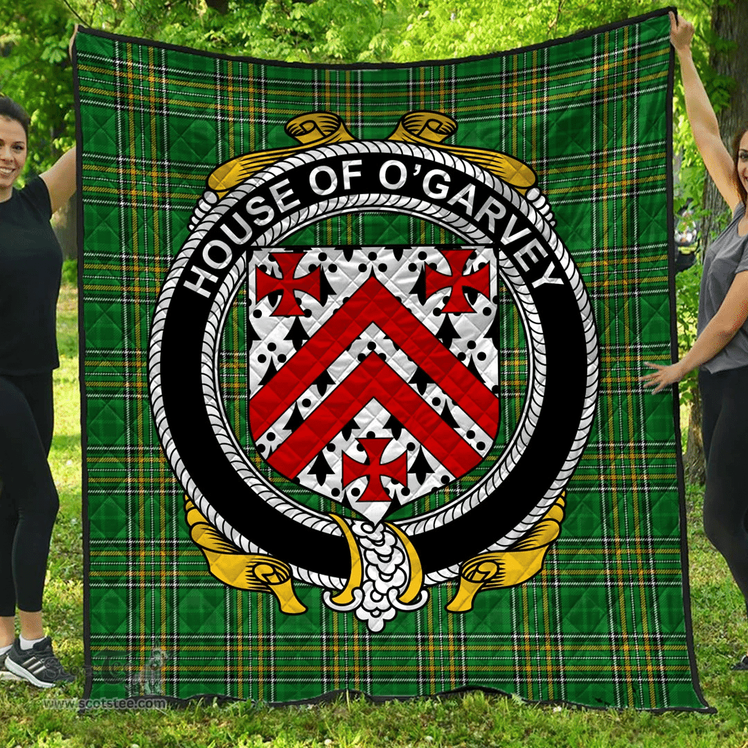 Scottish House Of O'Garvey Irish Coat of Arms Family Crest Quilt Irish National Tartan Irish County Quilts