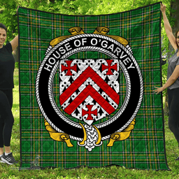 Scottish House Of O'Garvey Irish Coat of Arms Family Crest Quilt Irish National Tartan Irish County Quilts