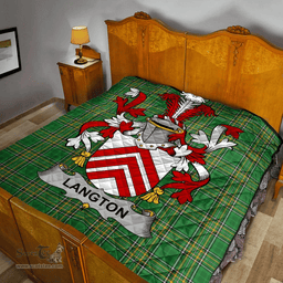 Scottish Langton Irish Coat of Arms Family Crest Quilt Irish National Tartan Irish County Quilts