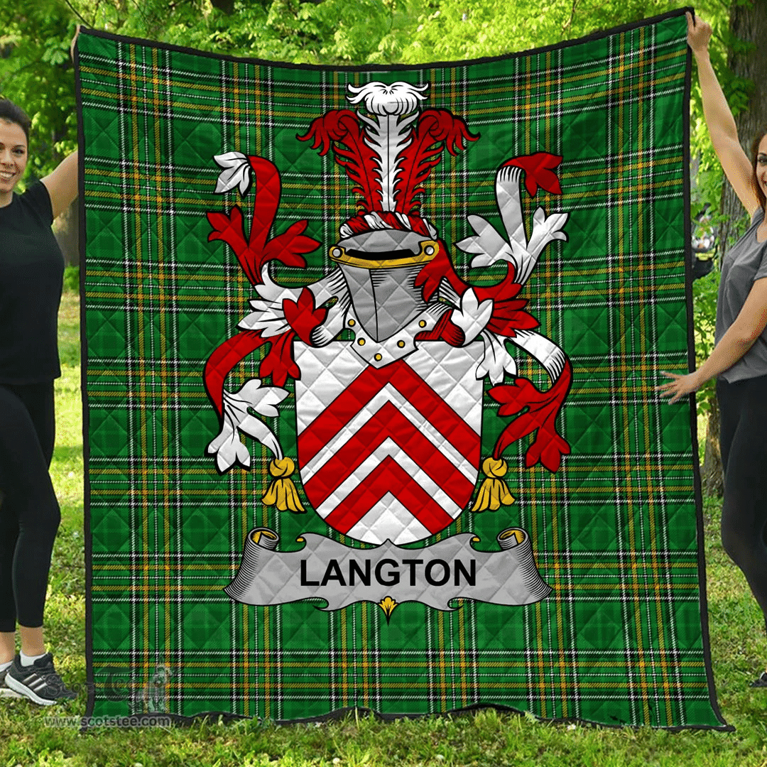 Scottish Langton Irish Coat of Arms Family Crest Quilt Irish National Tartan Irish County Quilts