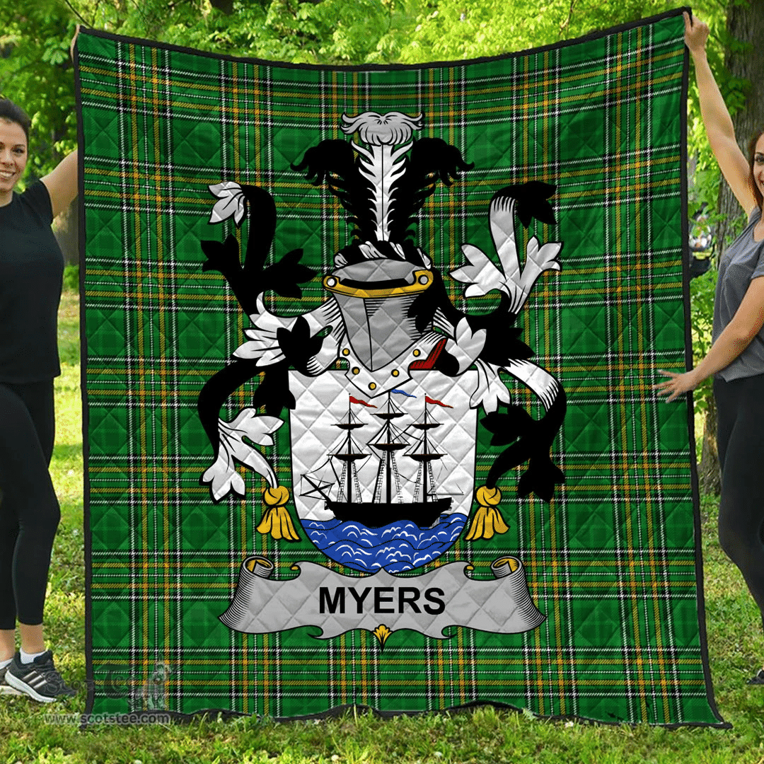 Scottish Myers Irish Coat of Arms Family Crest Quilt Irish National Tartan Irish County Quilts