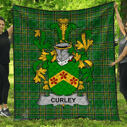 Scottish Curley Or Mcturley Irish Coat of Arms Family Crest Quilt Irish National Tartan Irish County Quilts