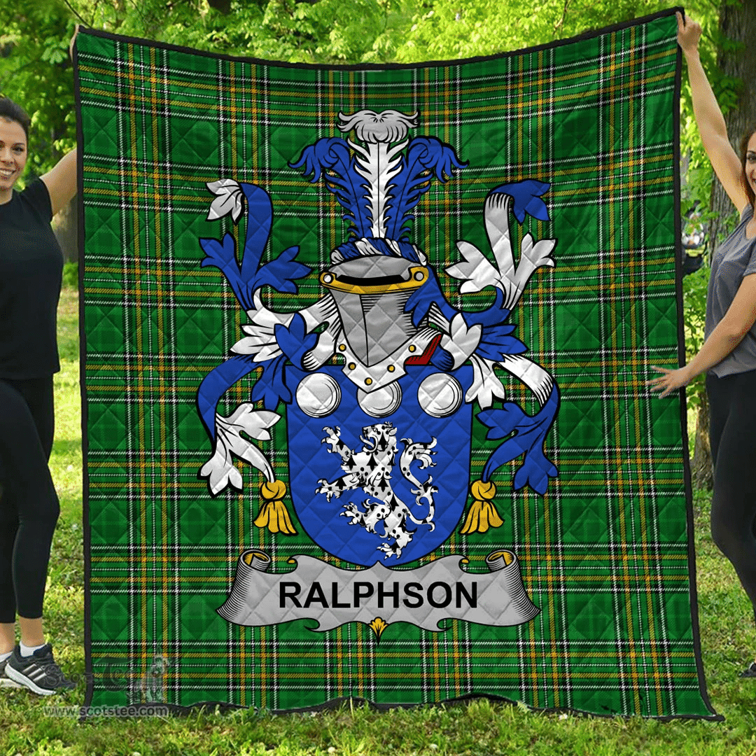 Scottish Ralphson Irish Coat of Arms Family Crest Quilt Irish National Tartan Irish County Quilts