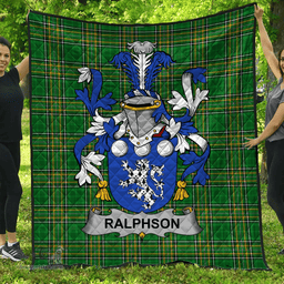 Scottish Ralphson Irish Coat of Arms Family Crest Quilt Irish National Tartan Irish County Quilts