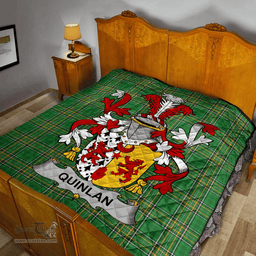 Scottish Quinlan Or O'Quinlevan Irish Coat of Arms Family Crest Quilt Irish National Tartan Irish County Quilts