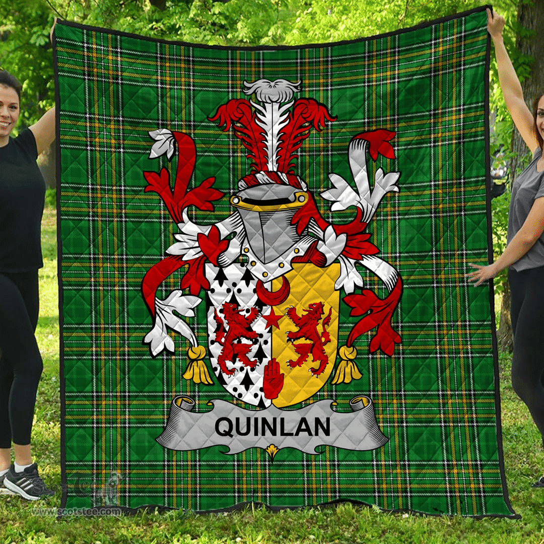 Scottish Quinlan Or O'Quinlevan Irish Coat of Arms Family Crest Quilt Irish National Tartan Irish County Quilts