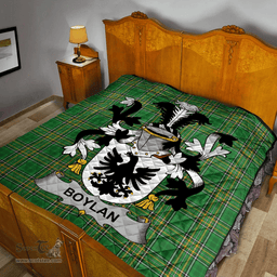 Scottish Boylan Or O'Boylan Irish Coat of Arms Family Crest Quilt Irish National Tartan Irish County Quilts