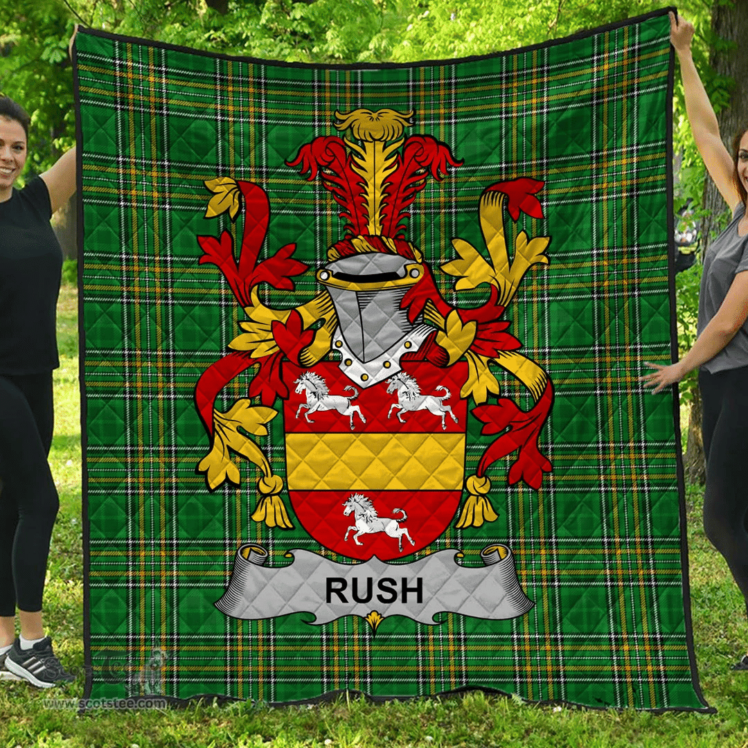Scottish Rush Irish Coat of Arms Family Crest Quilt Irish National Tartan Irish County Quilts