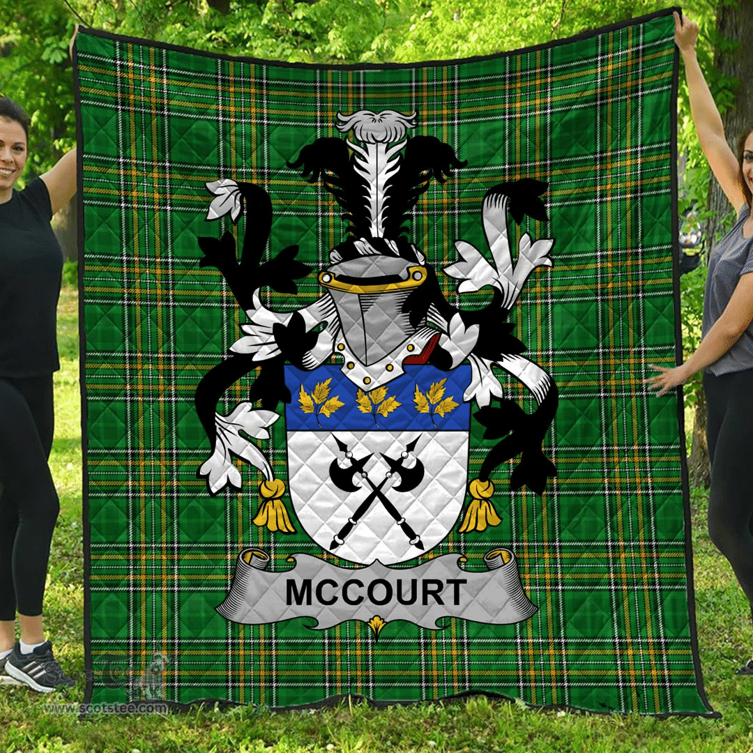 Scottish Mccourt Irish Coat of Arms Family Crest Quilt Irish National Tartan Irish County Quilts