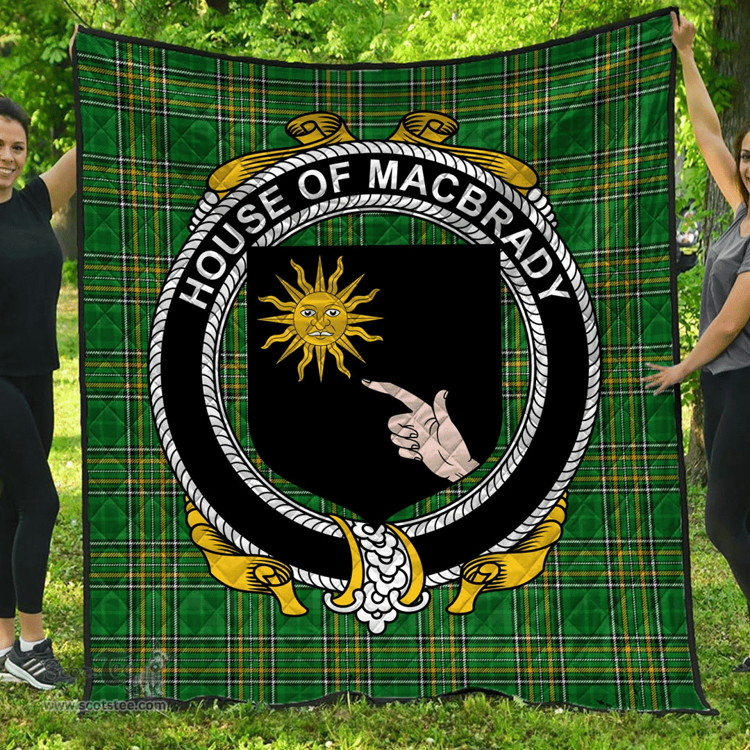Scottish House Of Macbrady Irish Coat of Arms Family Crest Quilt Irish National Tartan Irish County Quilts