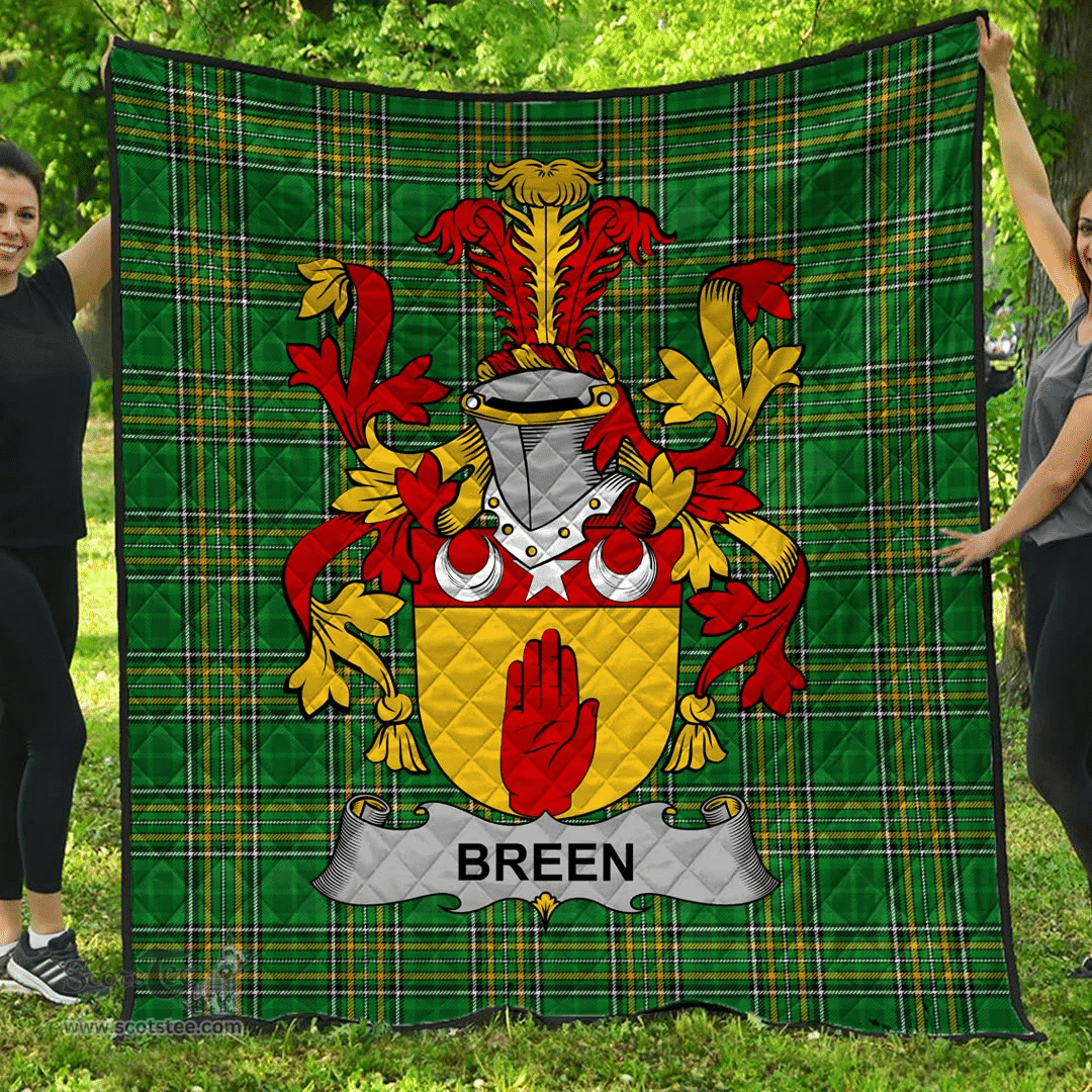 Scottish Breen Or O'Breen Irish Coat of Arms Family Crest Quilt Irish National Tartan Irish County Quilts