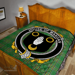 Scottish House Of Mangan Irish Coat of Arms Family Crest Quilt Irish National Tartan Irish County Quilts