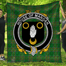 Scottish House Of Mangan Irish Coat of Arms Family Crest Quilt Irish National Tartan Irish County Quilts