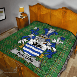 Scottish Phillips Irish Coat of Arms Family Crest Quilt Irish National Tartan Irish County Quilts