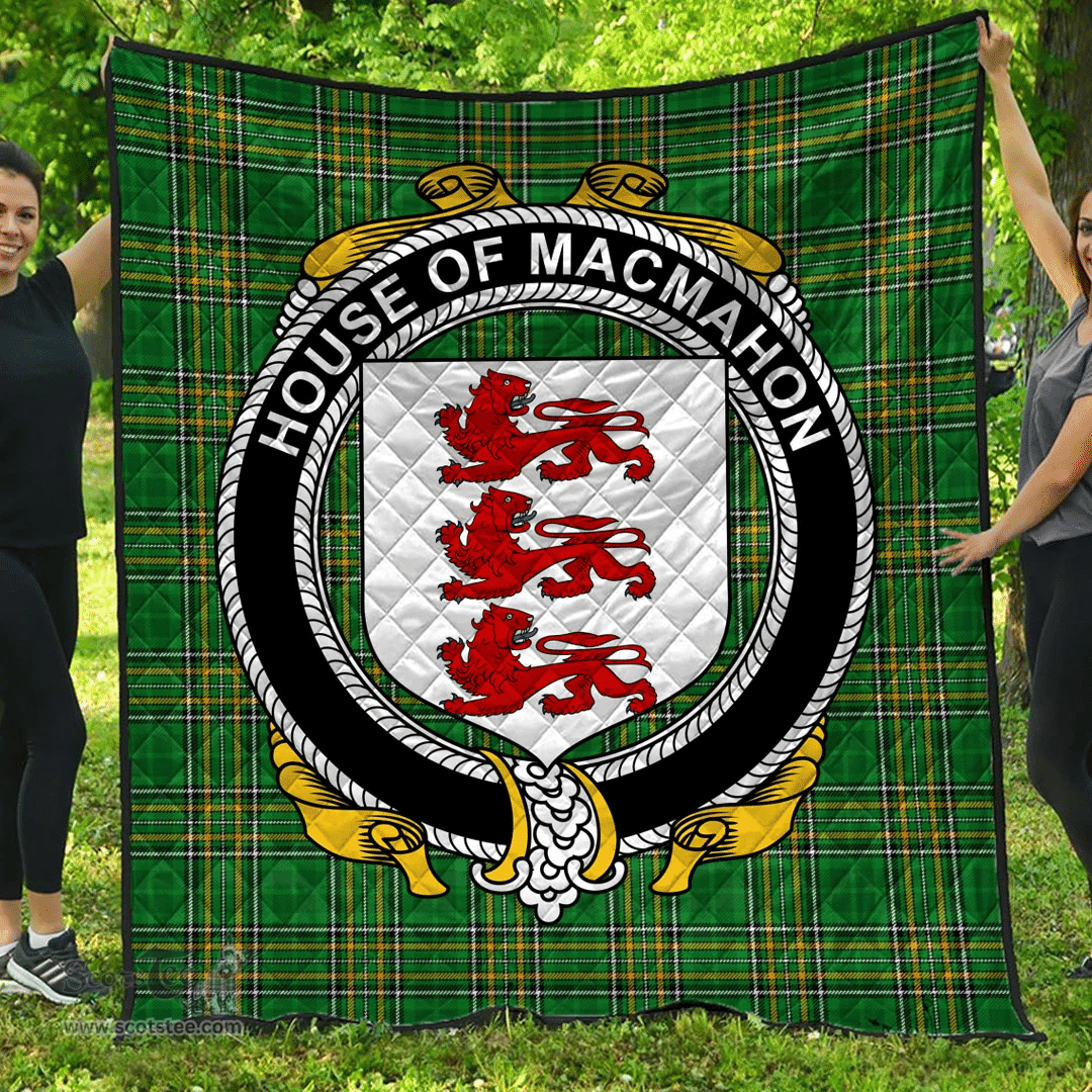 Scottish House Of Macmahon (Thomond) Irish Coat of Arms Family Crest Quilt Irish National Tartan Irish County Quilts