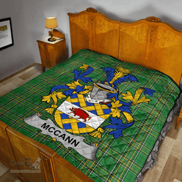 Scottish Mccann Irish Coat of Arms Family Crest Quilt Irish National Tartan Irish County Quilts