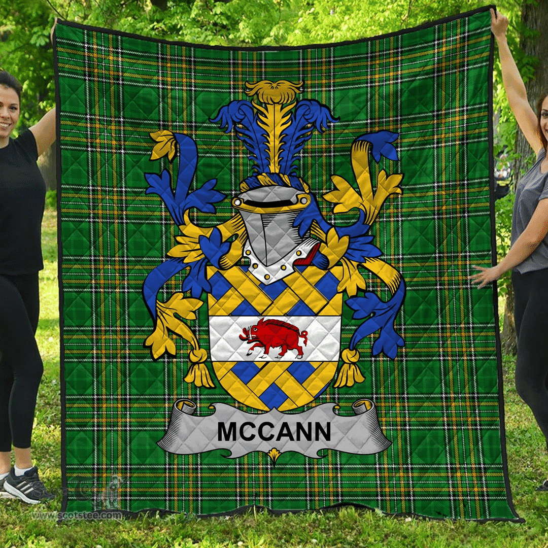 Scottish Mccann Irish Coat of Arms Family Crest Quilt Irish National Tartan Irish County Quilts