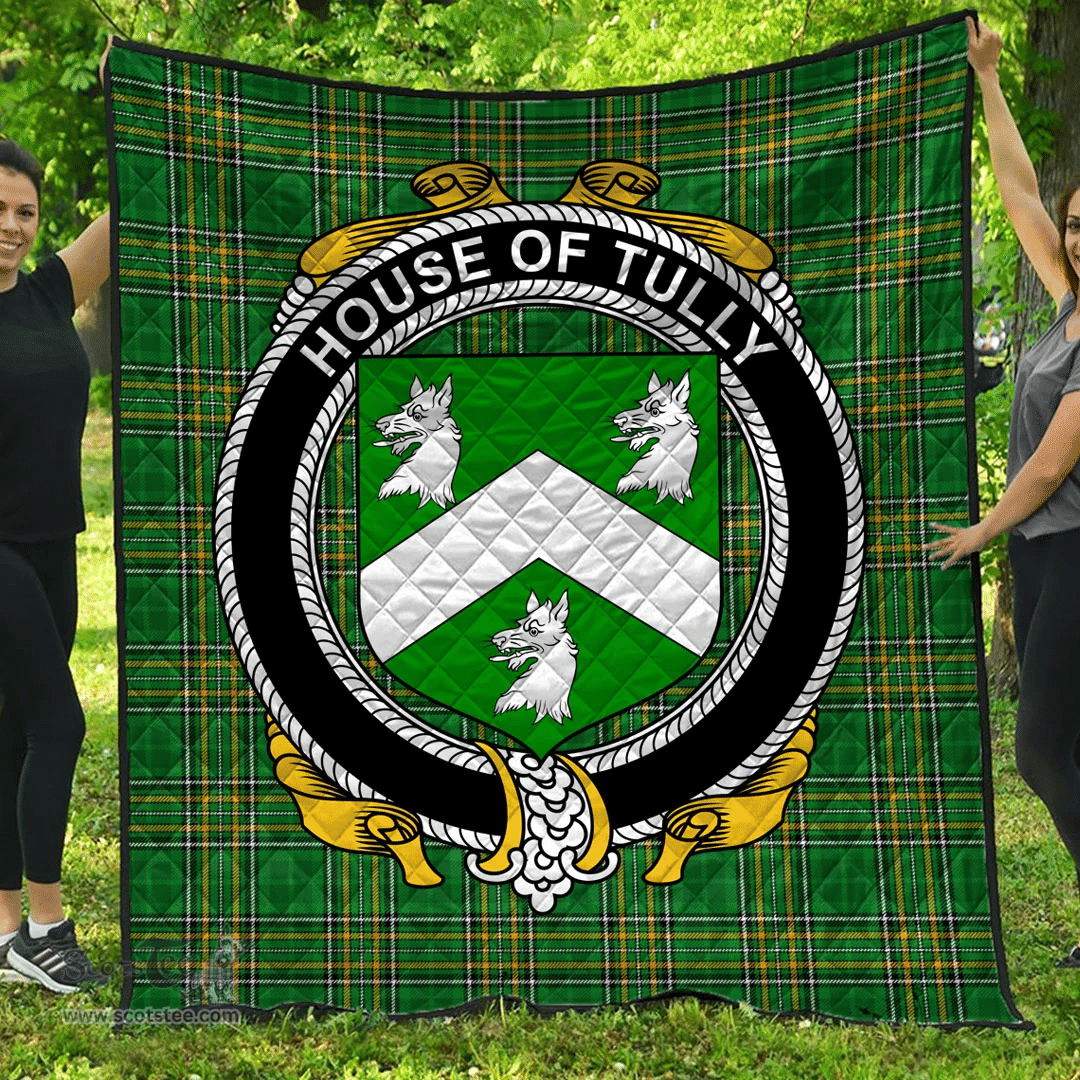 Scottish House Of Tully (Macatilla)) Irish Coat of Arms Family Crest Quilt Irish National Tartan Irish County Quilts