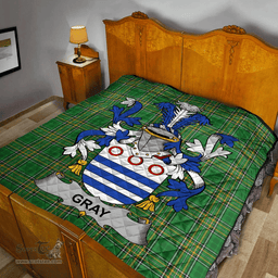 Scottish Gray Irish Coat of Arms Family Crest Quilt Irish National Tartan Irish County Quilts
