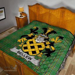 Scottish Bellew Irish Coat of Arms Family Crest Quilt Irish National Tartan Irish County Quilts