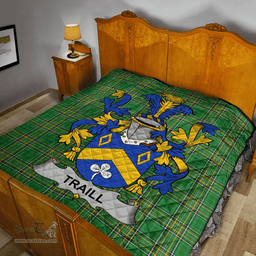 Scottish Traill Or Trayle Irish Coat of Arms Family Crest Quilt Irish National Tartan Irish County Quilts