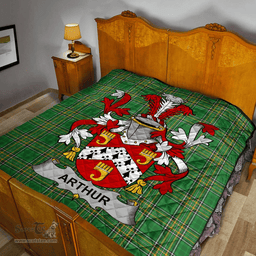 Scottish Arthur Irish Coat of Arms Family Crest Quilt Irish National Tartan Irish County Quilts