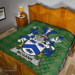 Scottish Mcgann Or Magan Irish Coat of Arms Family Crest Quilt Irish National Tartan Irish County Quilts