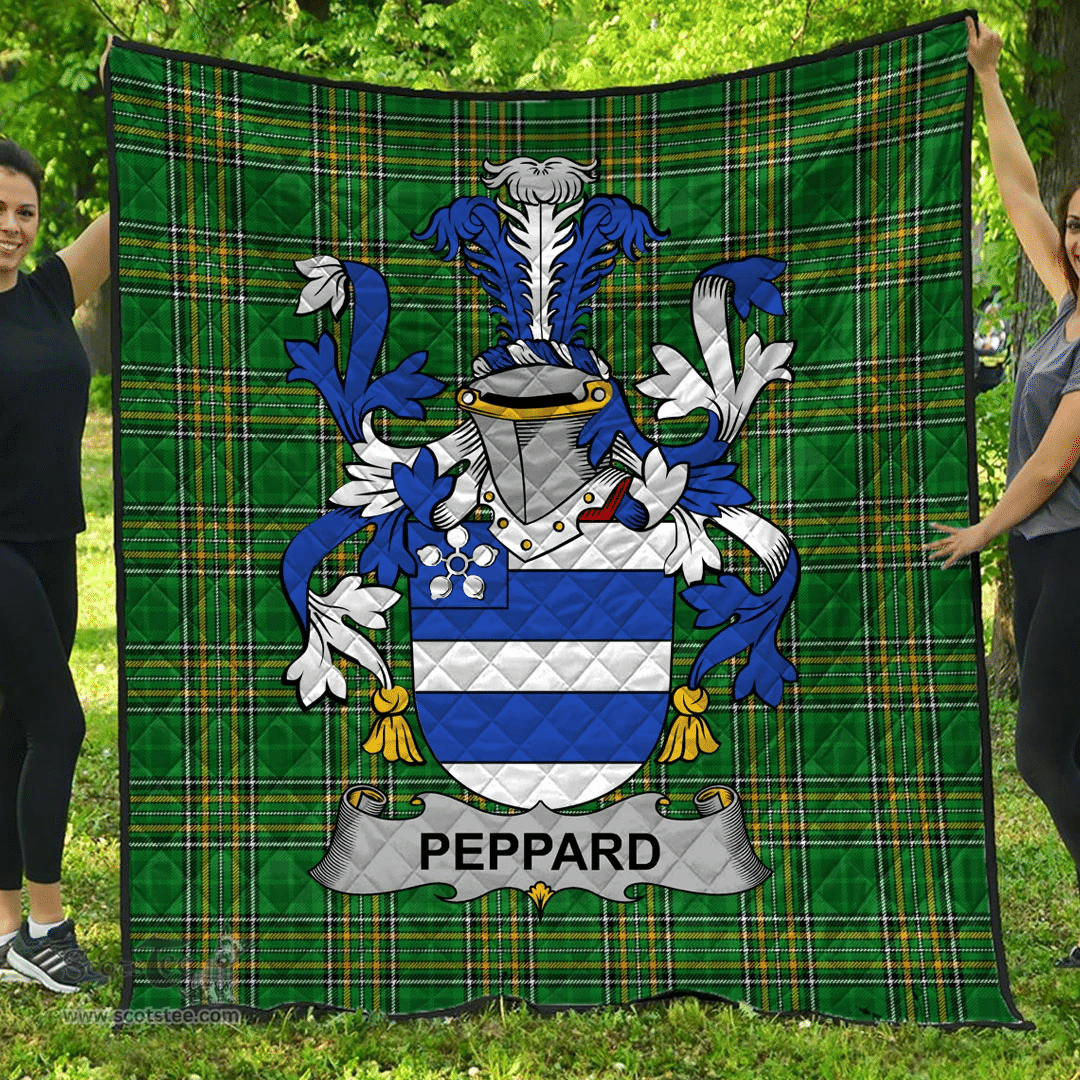 Scottish Peppard Irish Coat of Arms Family Crest Quilt Irish National Tartan Irish County Quilts