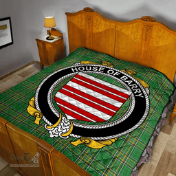 Scottish House Of Barry Irish Coat of Arms Family Crest Quilt Irish National Tartan Irish County Quilts