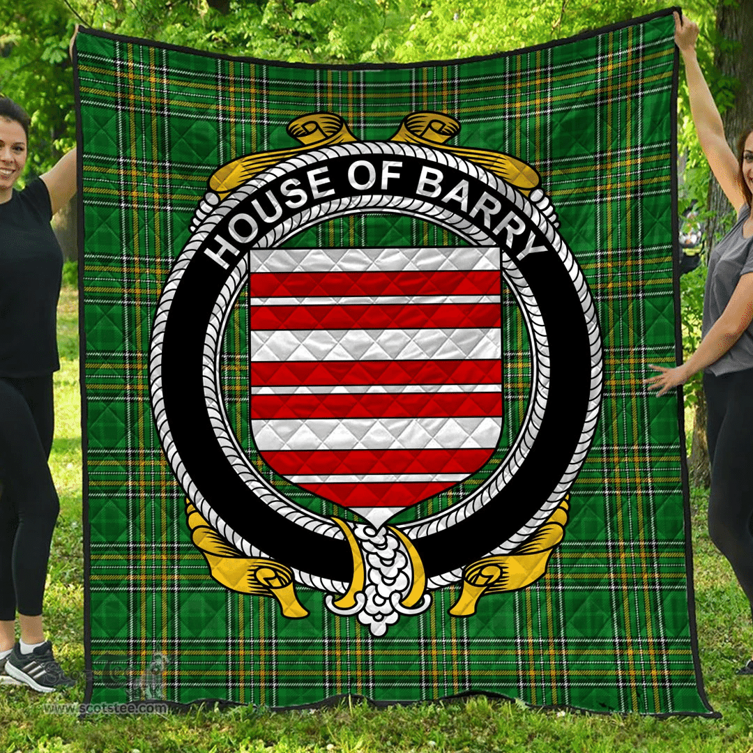 Scottish House Of Barry Irish Coat of Arms Family Crest Quilt Irish National Tartan Irish County Quilts