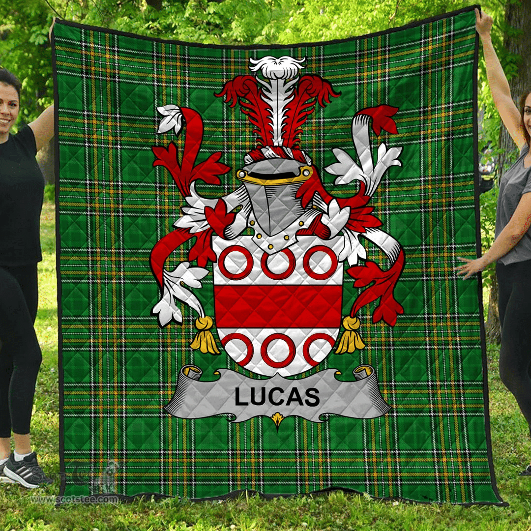 Scottish Lucas Or Luke Irish Coat of Arms Family Crest Quilt Irish National Tartan Irish County Quilts