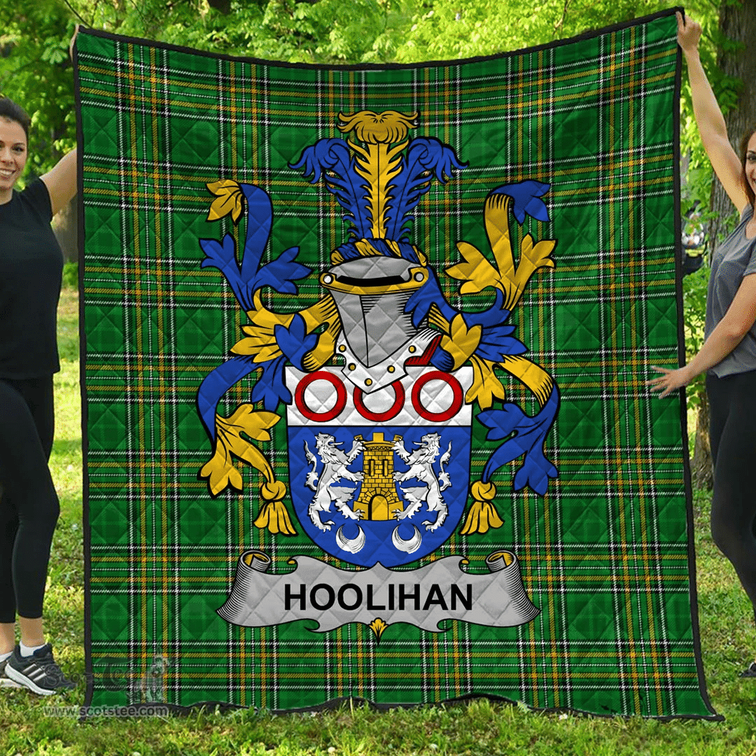 Scottish Hoolihan Or O'Holohan Irish Coat of Arms Family Crest Quilt Irish National Tartan Irish County Quilts