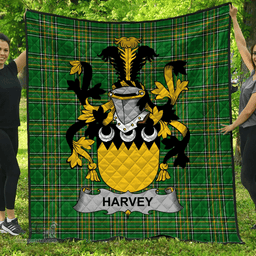 Scottish Harvey Or Hervey Irish Coat of Arms Family Crest Quilt Irish National Tartan Irish County Quilts
