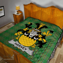 Scottish Harvey Or Hervey Irish Coat of Arms Family Crest Quilt Irish National Tartan Irish County Quilts