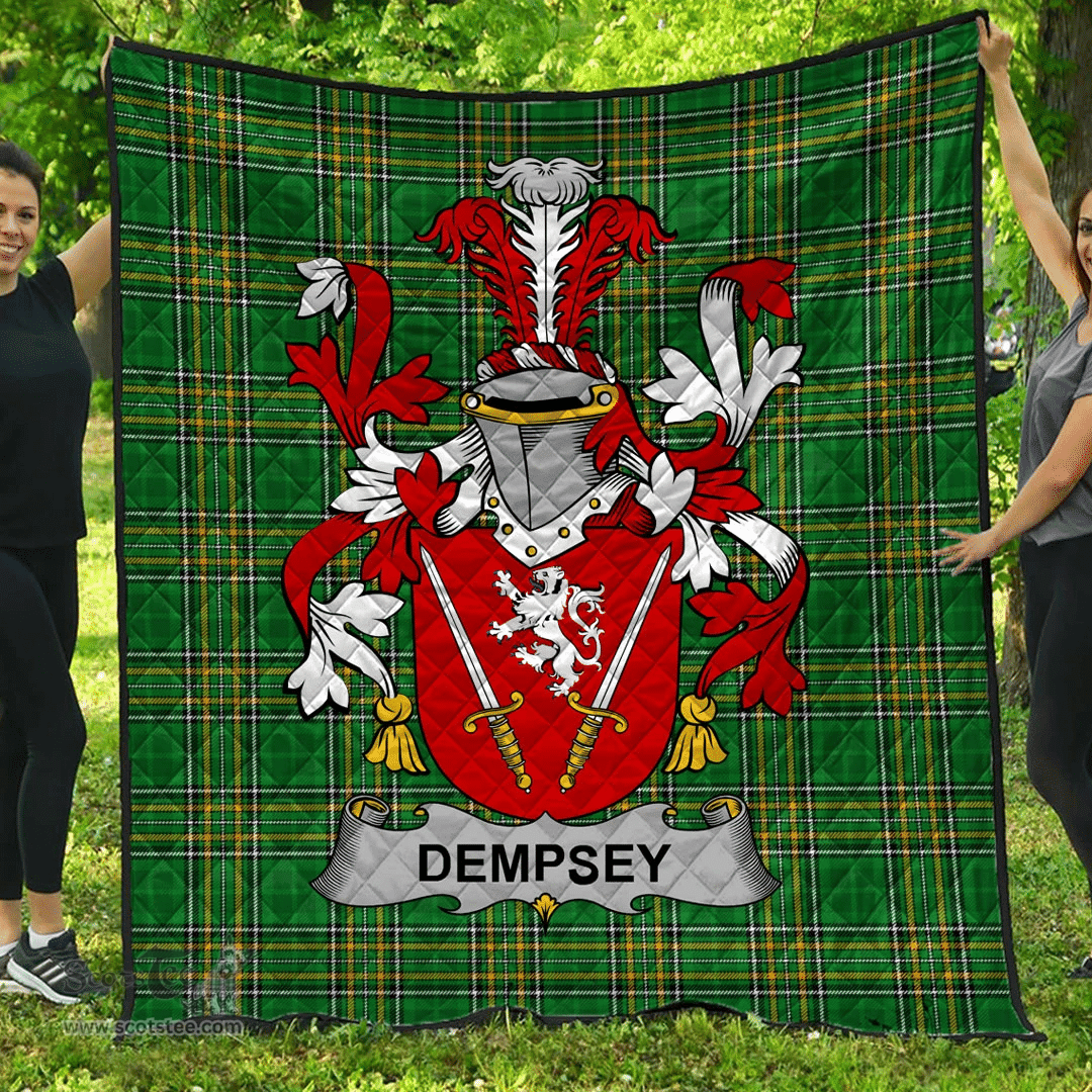 Scottish Dempsey Or O'Dempsey Irish Coat of Arms Family Crest Quilt Irish National Tartan Irish County Quilts