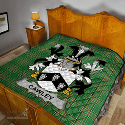 Scottish Cawley Or Cauley Irish Coat of Arms Family Crest Quilt Irish National Tartan Irish County Quilts