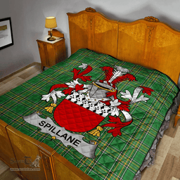 Scottish Spillane Or O'Spillane Irish Coat of Arms Family Crest Quilt Irish National Tartan Irish County Quilts