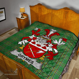 Scottish Grymes Irish Coat of Arms Family Crest Quilt Irish National Tartan Irish County Quilts