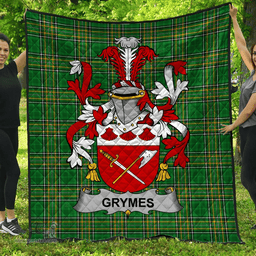 Scottish Grymes Irish Coat of Arms Family Crest Quilt Irish National Tartan Irish County Quilts