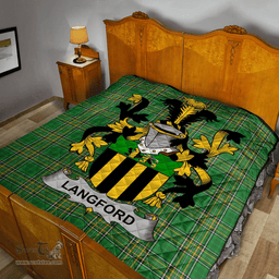 Scottish Langford Irish Coat of Arms Family Crest Quilt Irish National Tartan Irish County Quilts