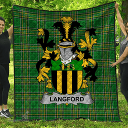 Scottish Langford Irish Coat of Arms Family Crest Quilt Irish National Tartan Irish County Quilts