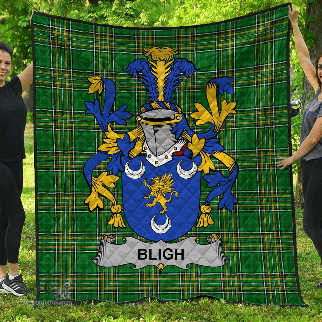 Scottish Bligh Irish Coat of Arms Family Crest Quilt Irish National Tartan Irish County Quilts
