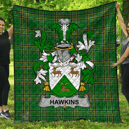 Scottish Hawkins Or Haughan Irish Coat of Arms Family Crest Quilt Irish National Tartan Irish County Quilts
