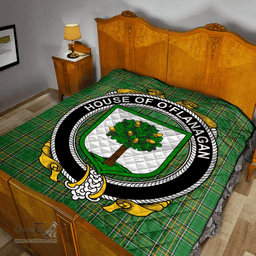Scottish House Of O'Flanagan Irish Coat of Arms Family Crest Quilt Irish National Tartan Irish County Quilts