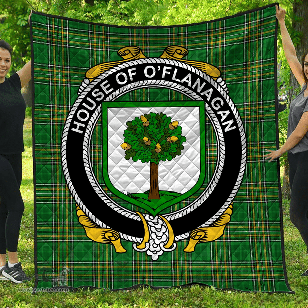 Scottish House Of O'Flanagan Irish Coat of Arms Family Crest Quilt Irish National Tartan Irish County Quilts
