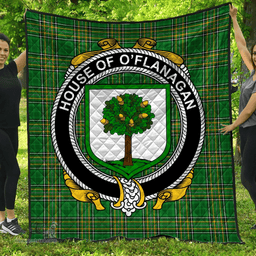 Scottish House Of O'Flanagan Irish Coat of Arms Family Crest Quilt Irish National Tartan Irish County Quilts